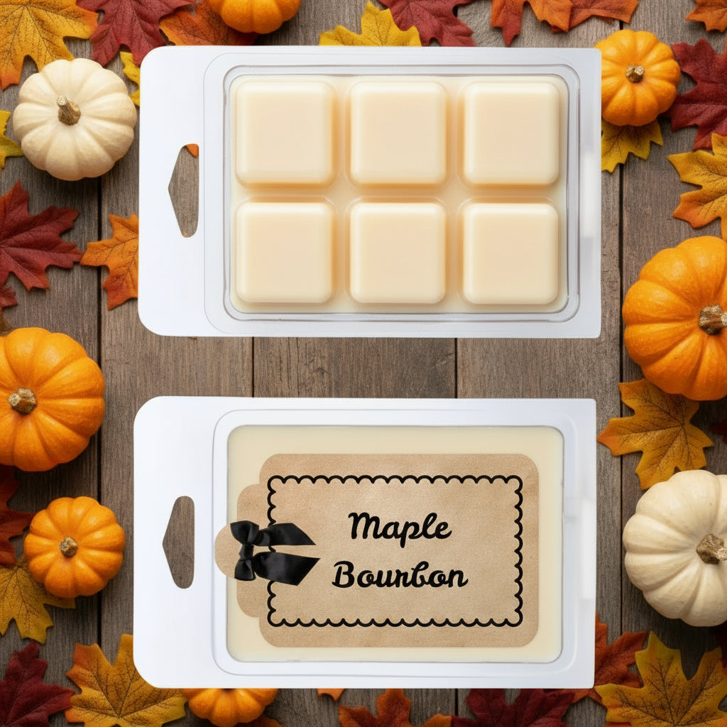 Warm & comforting blend of sweet maple & Kentucky bourbon in our hand-poured, soy blend wax melts to fill your home with seasonal charm. $5.00 USD
