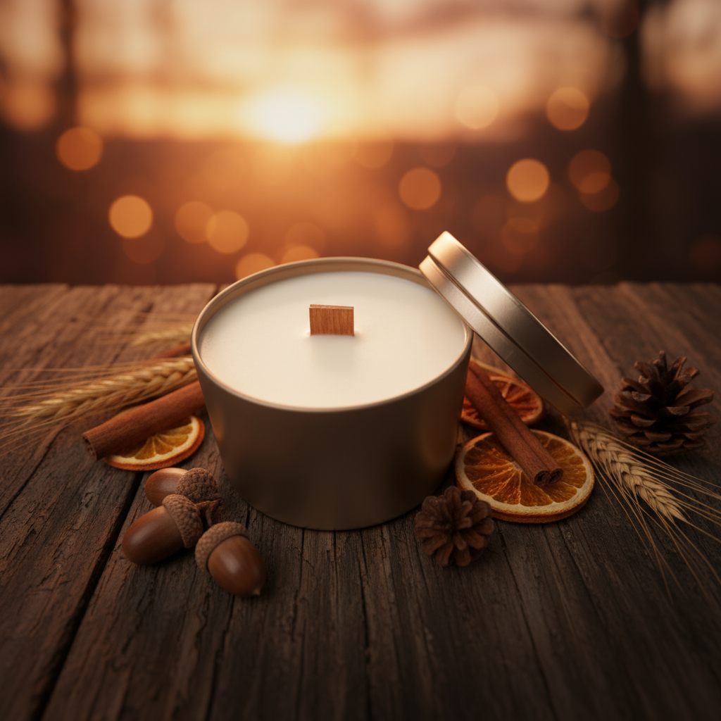 Warm maple & smooth bourbon blend beautifully in this hand-poured, wood wick, soy blend candle housed in a classic rose gold tin for timeless charm. $17.00 USD