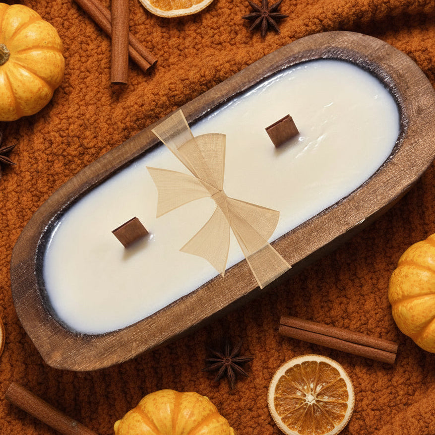 Warm & comforting chocolate, nutmeg & cinnamon spice in this hand-poured, wood wick, soy blend candle in a classic dough bowl for timeless charm. $34.00 USD