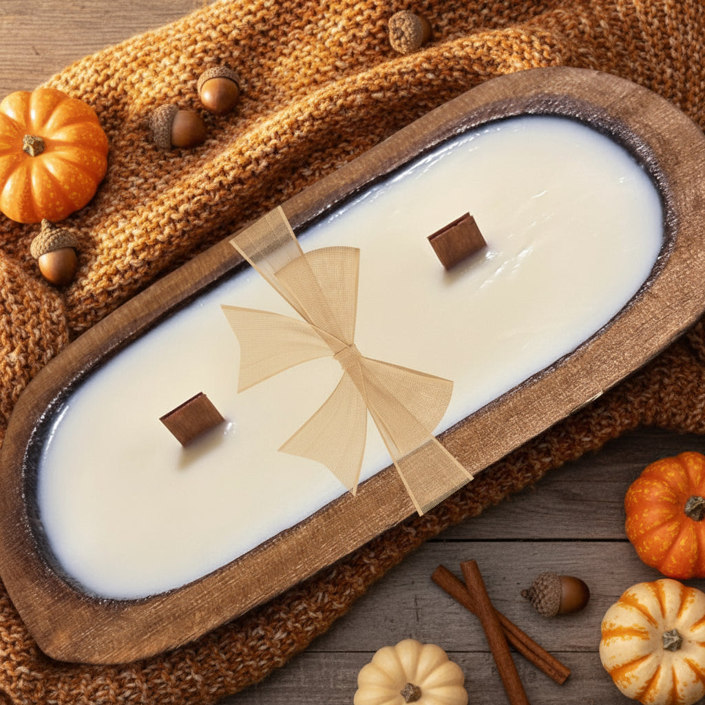 Warm & woodsy with a caramel-like finish, this hand-poured, wood wick, soy blend candle in a classic dough bowl for timeless charm. $34.00