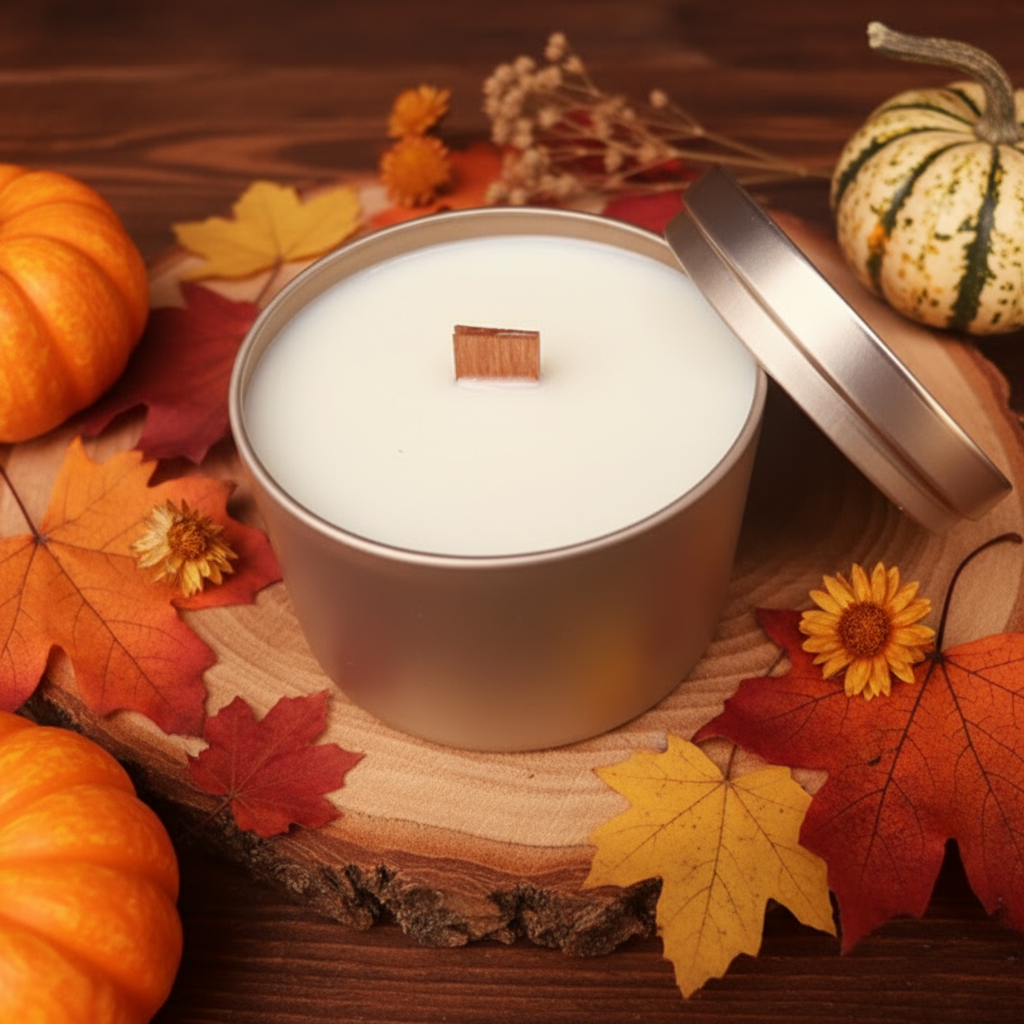 Warm & woodsy with a caramel-like finish in this hand-poured, wood wick, soy blend candle in a classic rose gold tin for timeless charm. $17.00 USD